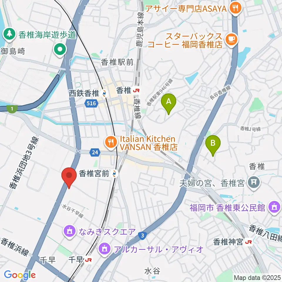 ミュージックメイト福岡周辺のホテル一覧地図