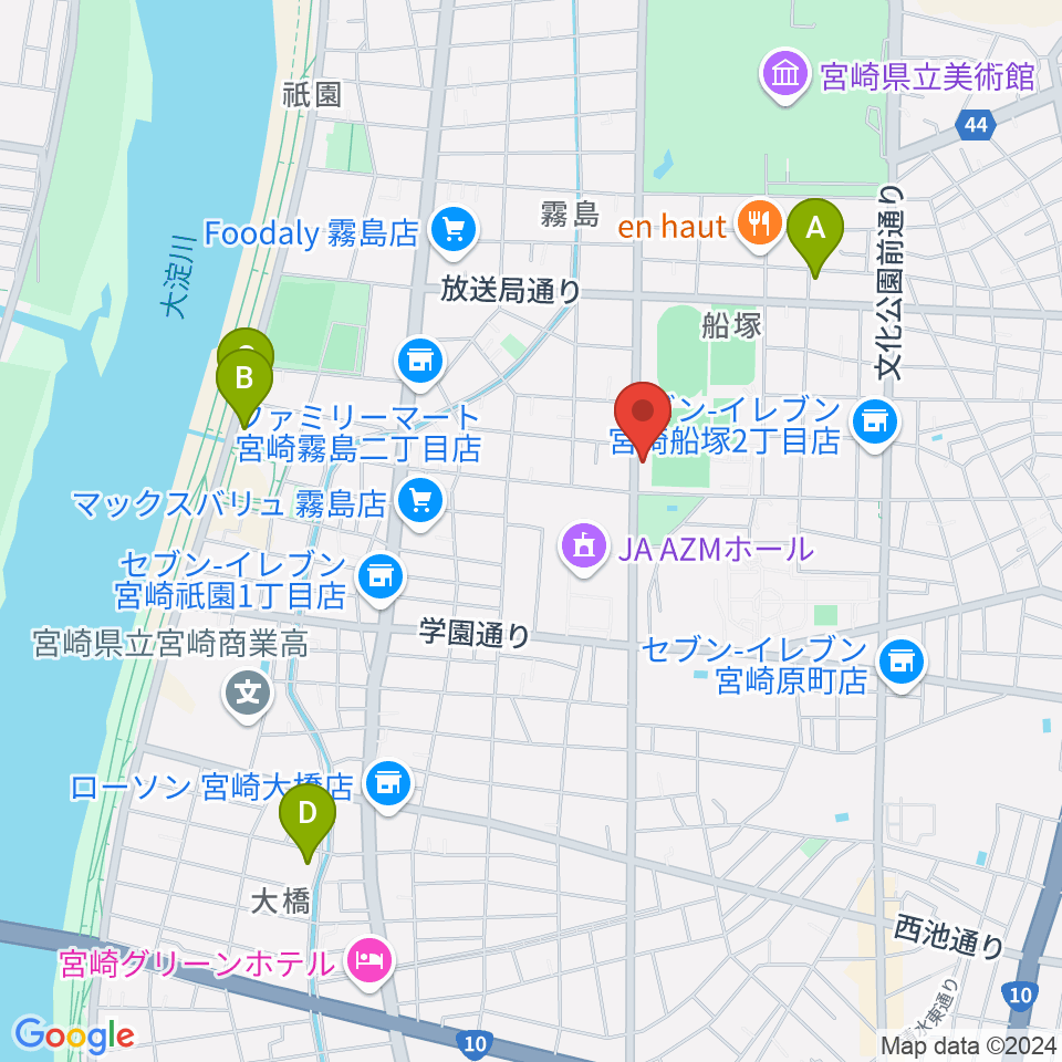 宮崎ピアノ技術センター周辺のホテル一覧地図