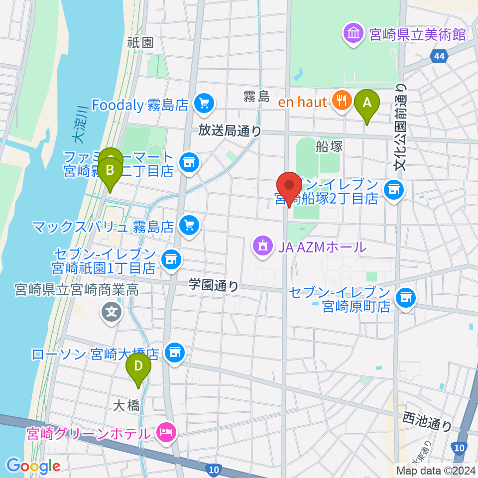 宮崎ピアノ技術センター周辺のホテル一覧地図