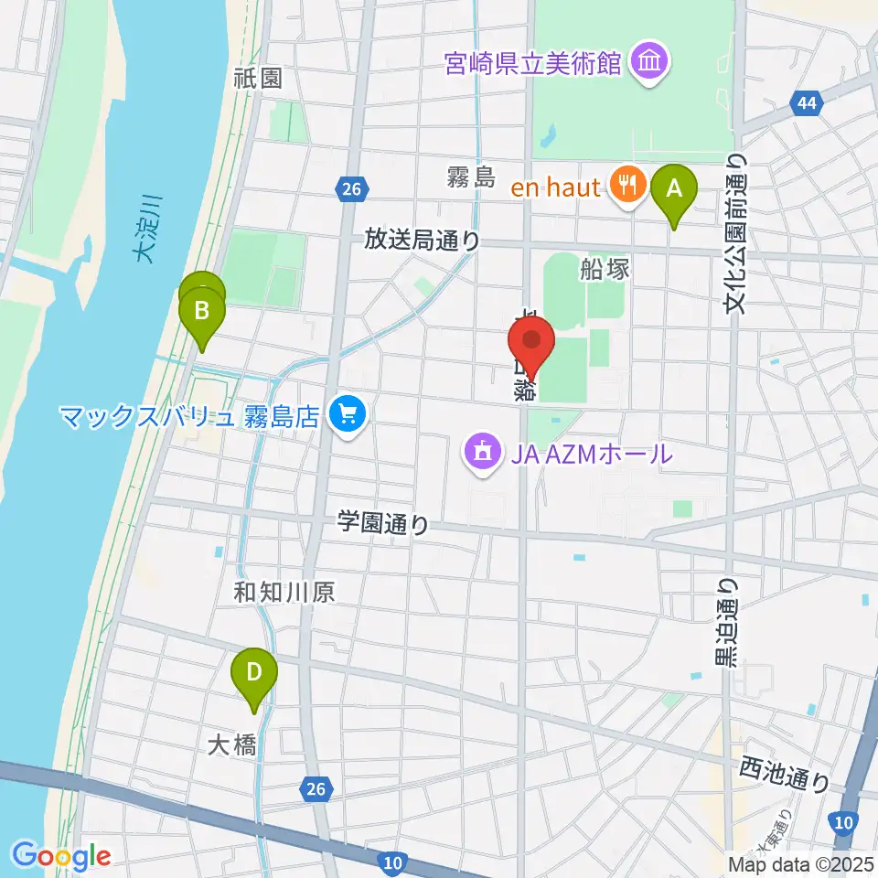宮崎ピアノ技術センター周辺のホテル一覧地図