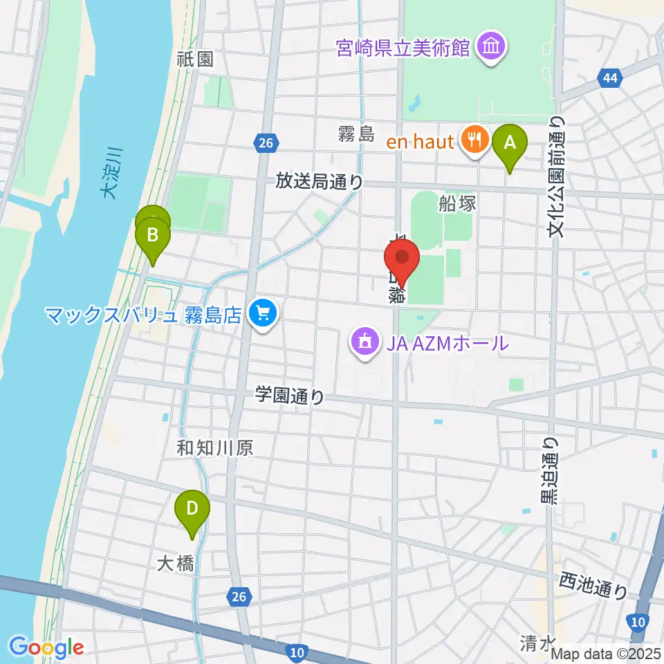 宮崎ピアノ技術センター周辺のホテル一覧地図