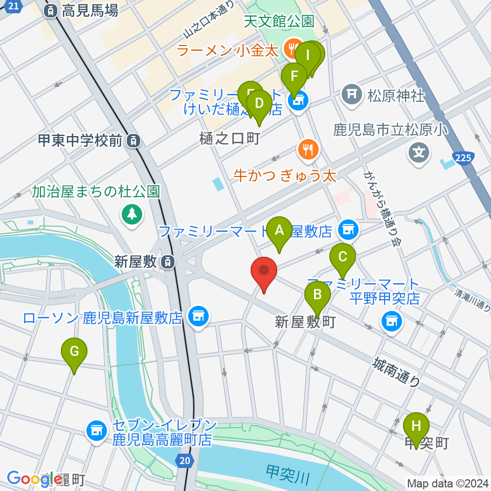 鹿児島音楽教室周辺のホテル一覧地図