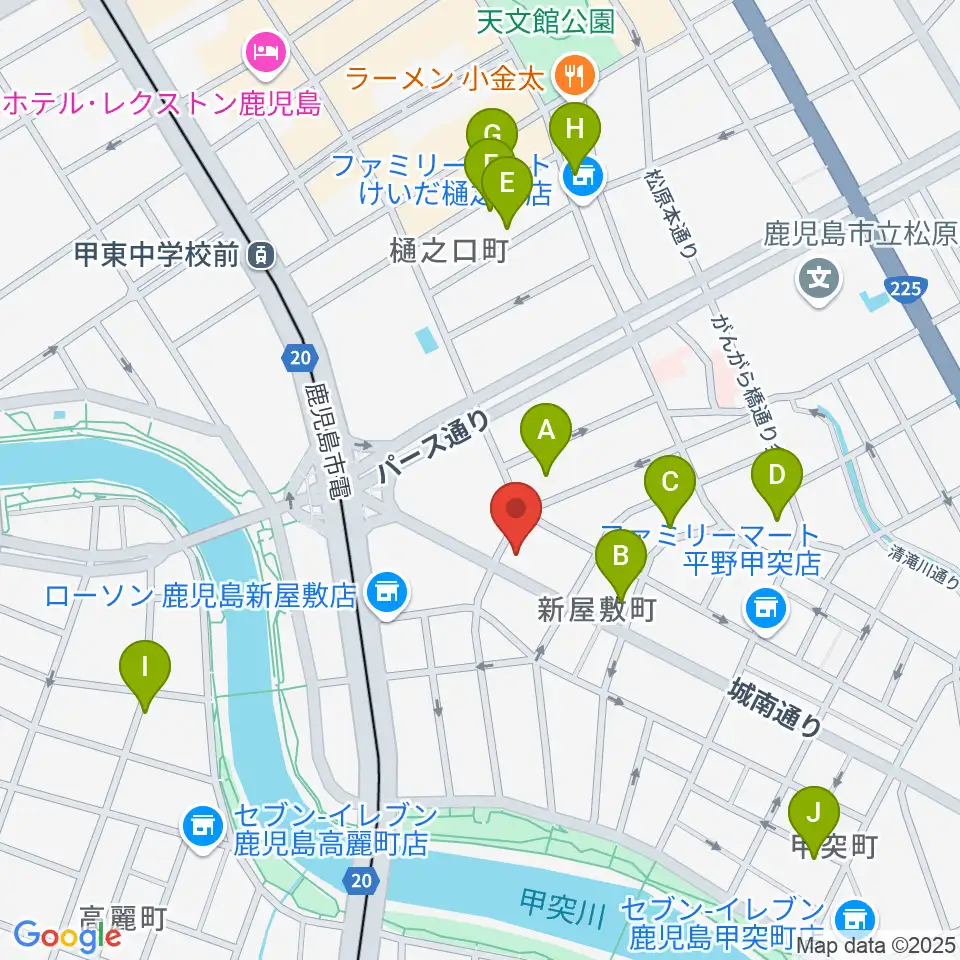 鹿児島音楽教室周辺のホテル一覧地図