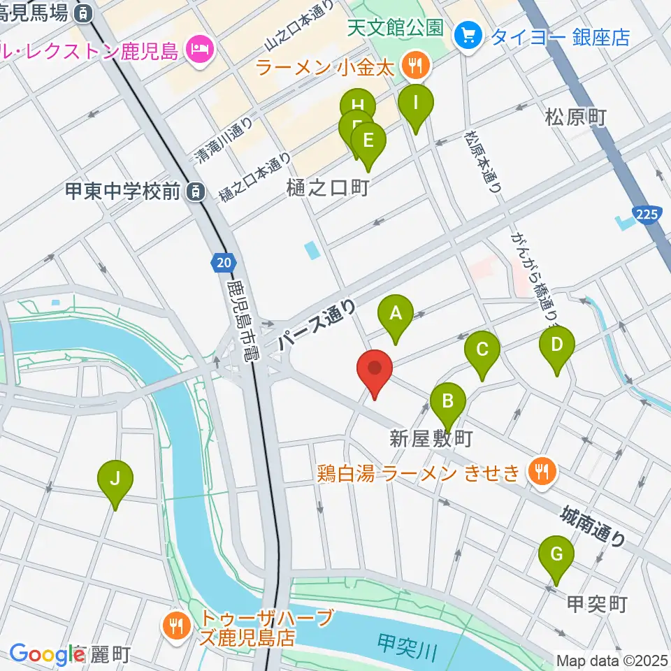 鹿児島音楽教室周辺のホテル一覧地図