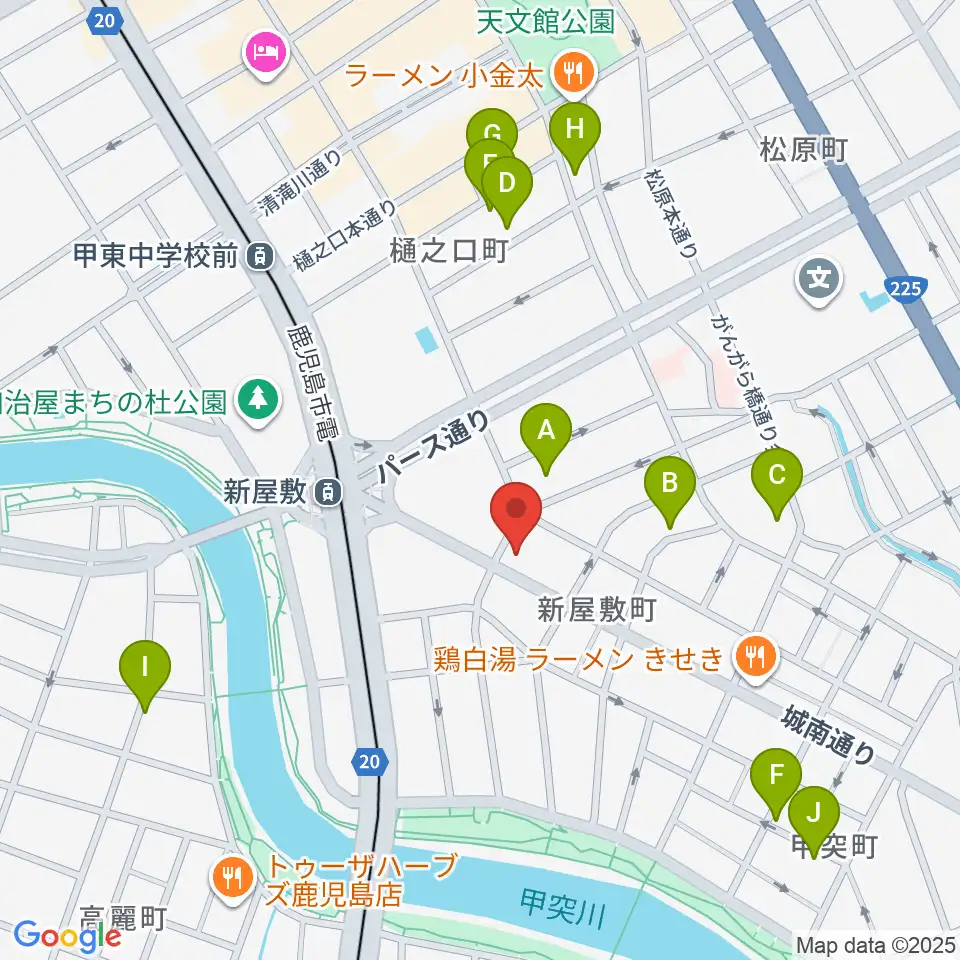 鹿児島音楽教室周辺のホテル一覧地図