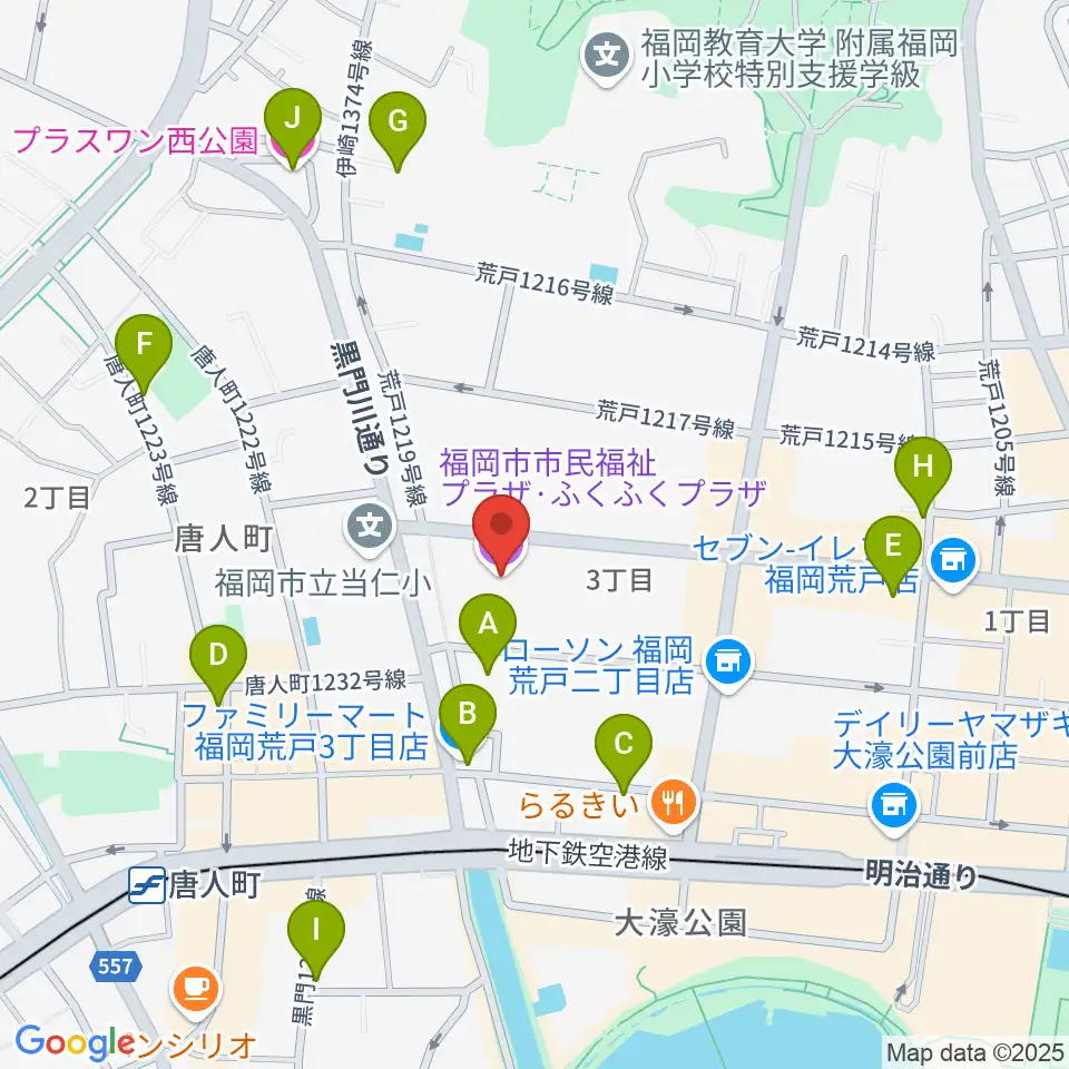 ふくふくプラザ周辺のホテル一覧地図