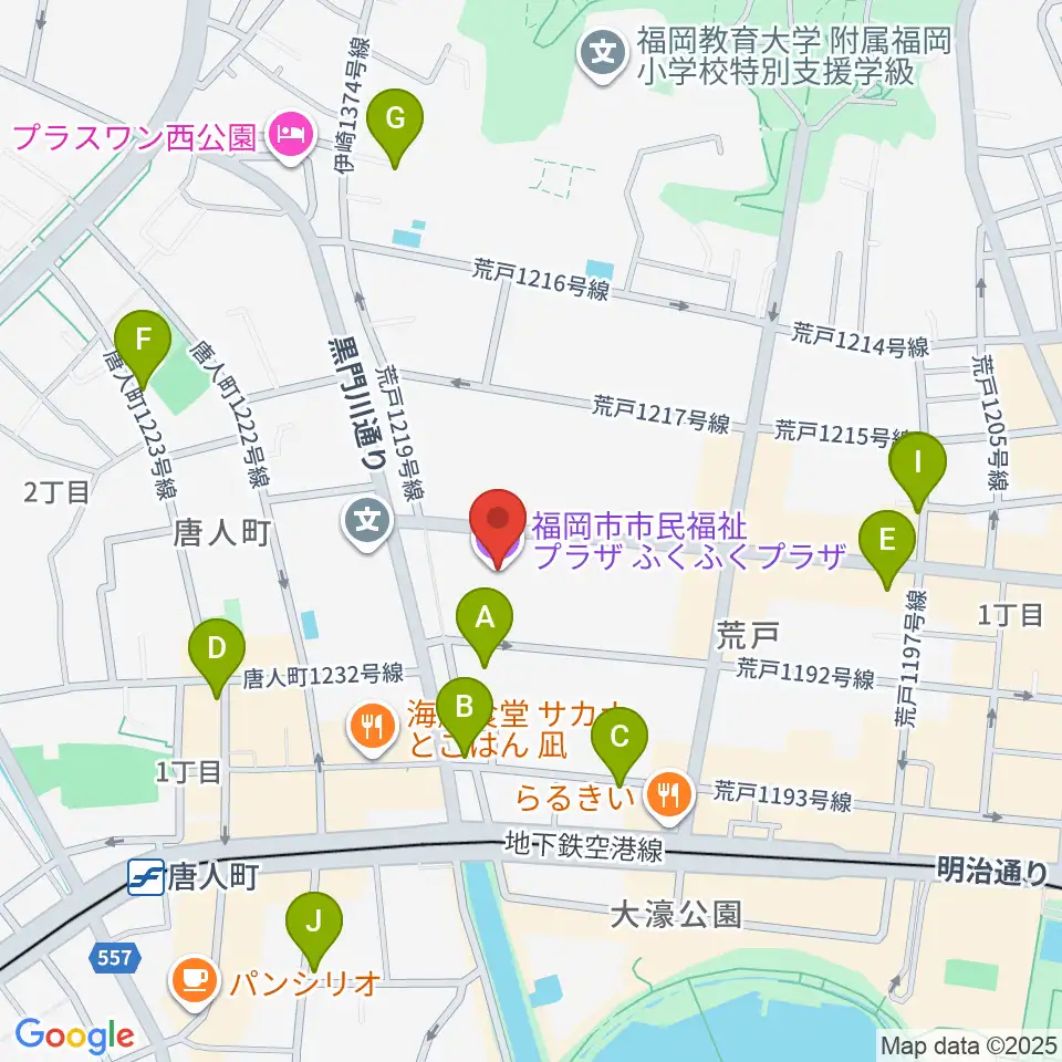 ふくふくプラザ周辺のホテル一覧地図