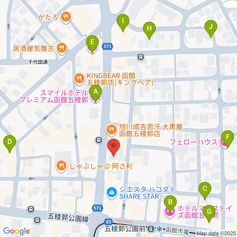五稜郭センター ヤマハミュージック周辺のホテル一覧地図