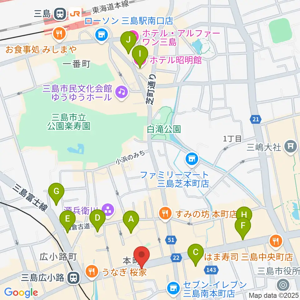 やまがた楽器店周辺のホテル一覧地図