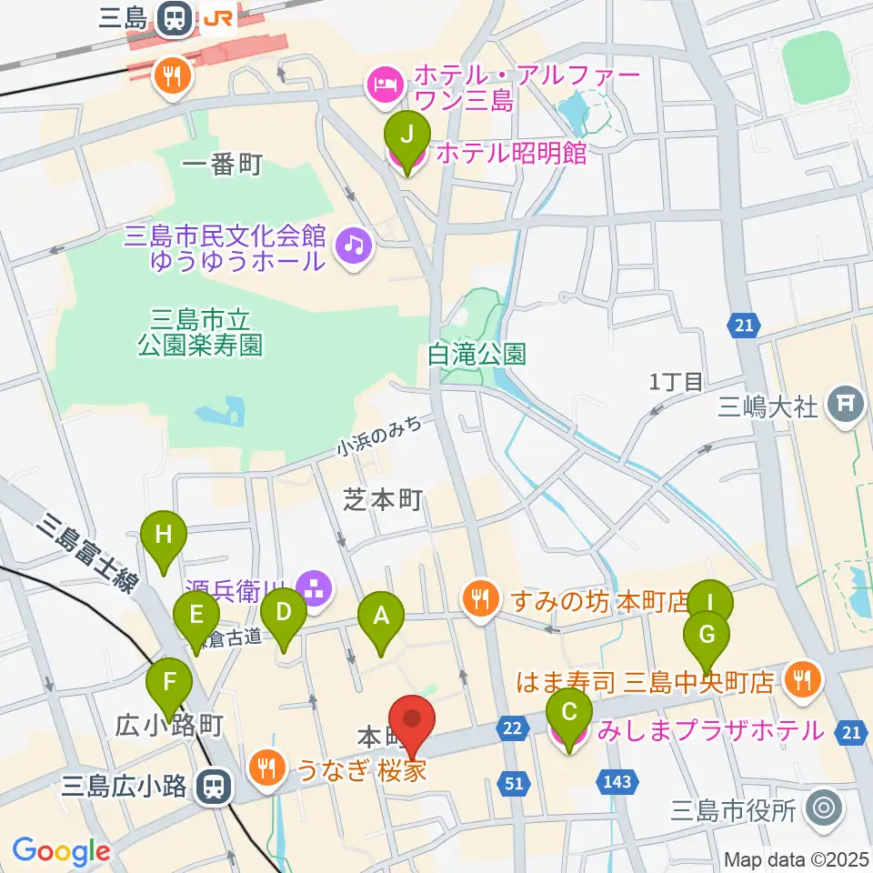 やまがた楽器店周辺のホテル一覧地図
