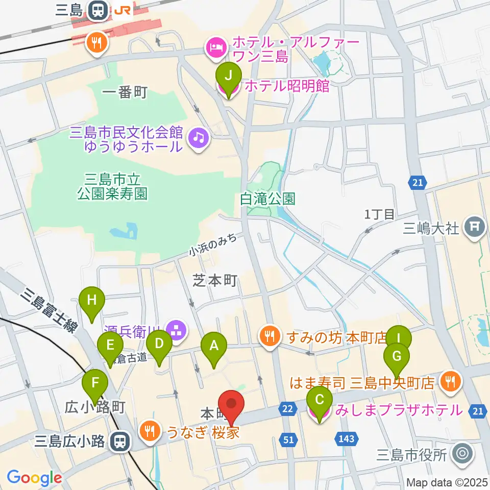 やまがた楽器店周辺のホテル一覧地図