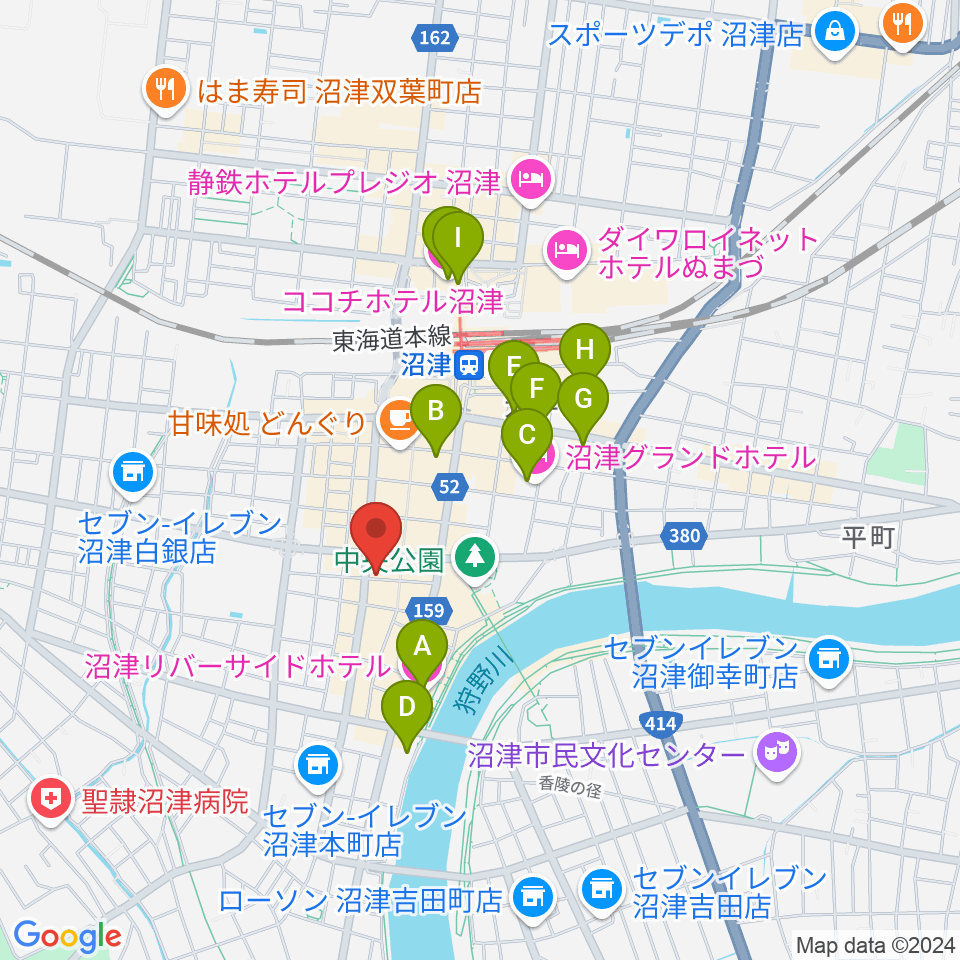 タンザワ楽器 沼津本店周辺のホテル一覧地図