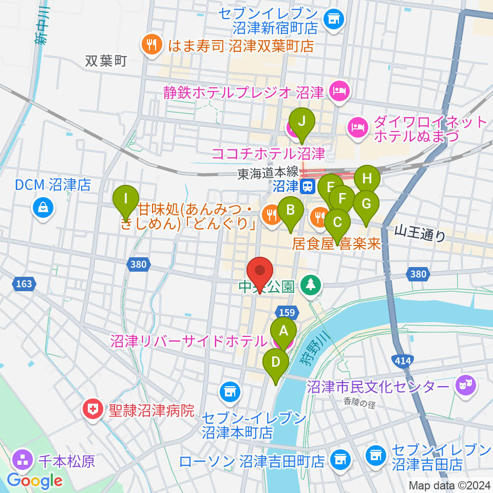 タンザワ楽器 沼津本店周辺のホテル一覧地図