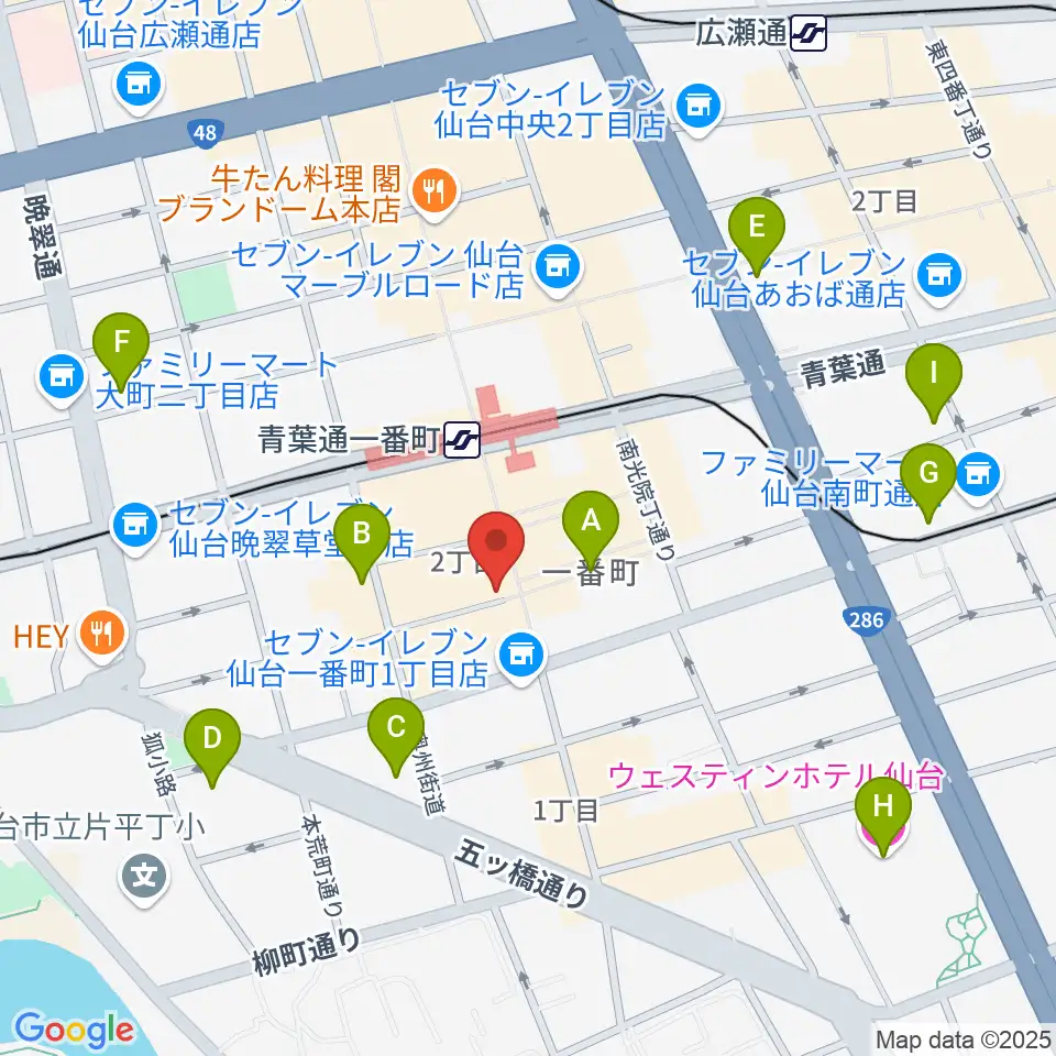 ヤマハミュージック 仙台店周辺のホテル一覧地図