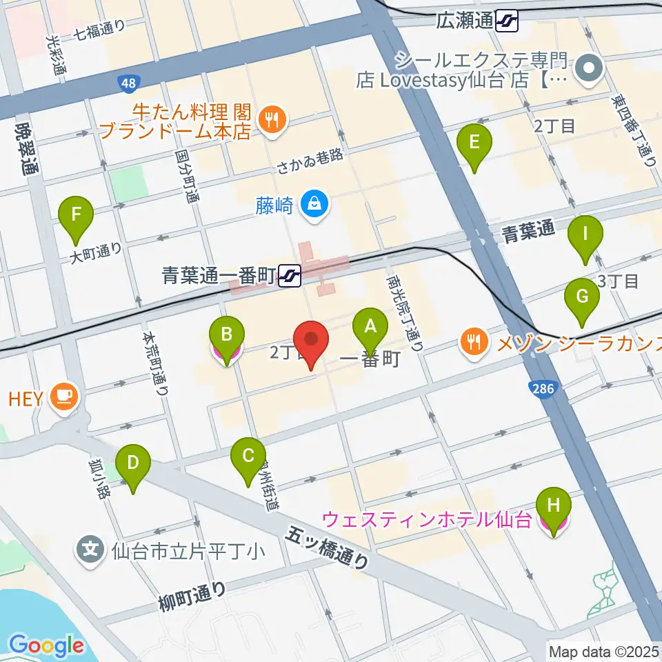 ヤマハミュージック 仙台店周辺のホテル一覧地図