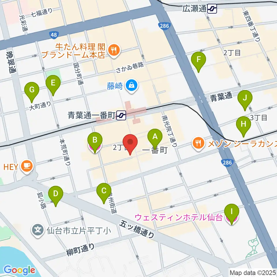 ヤマハミュージック 仙台店周辺のホテル一覧地図