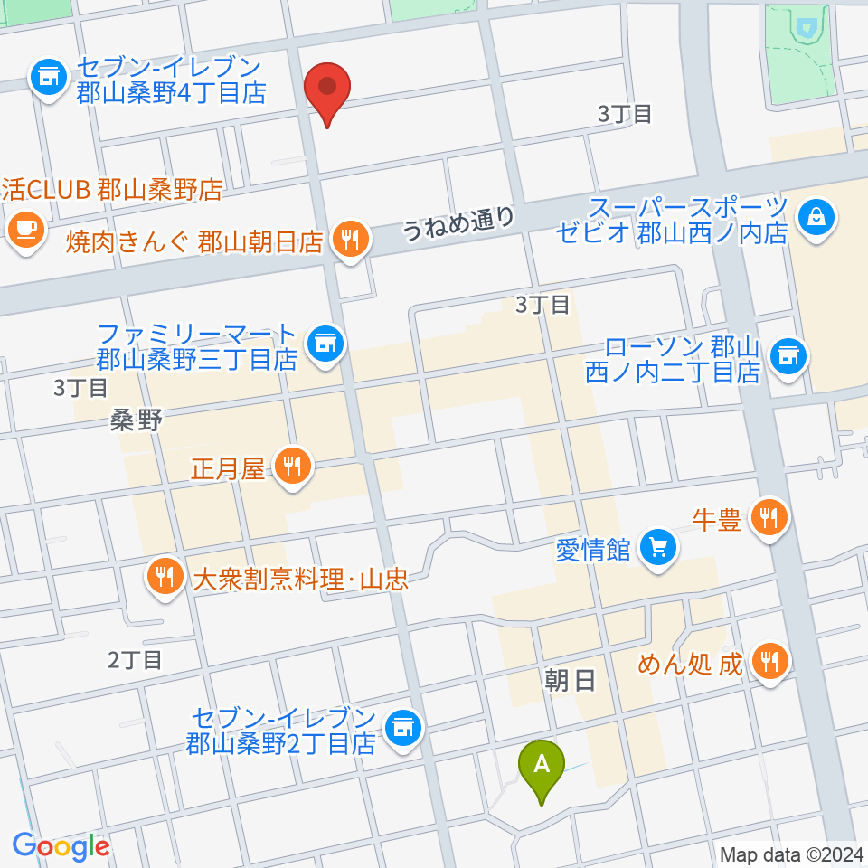 ヤマハミュージック 郡山店周辺のホテル一覧地図