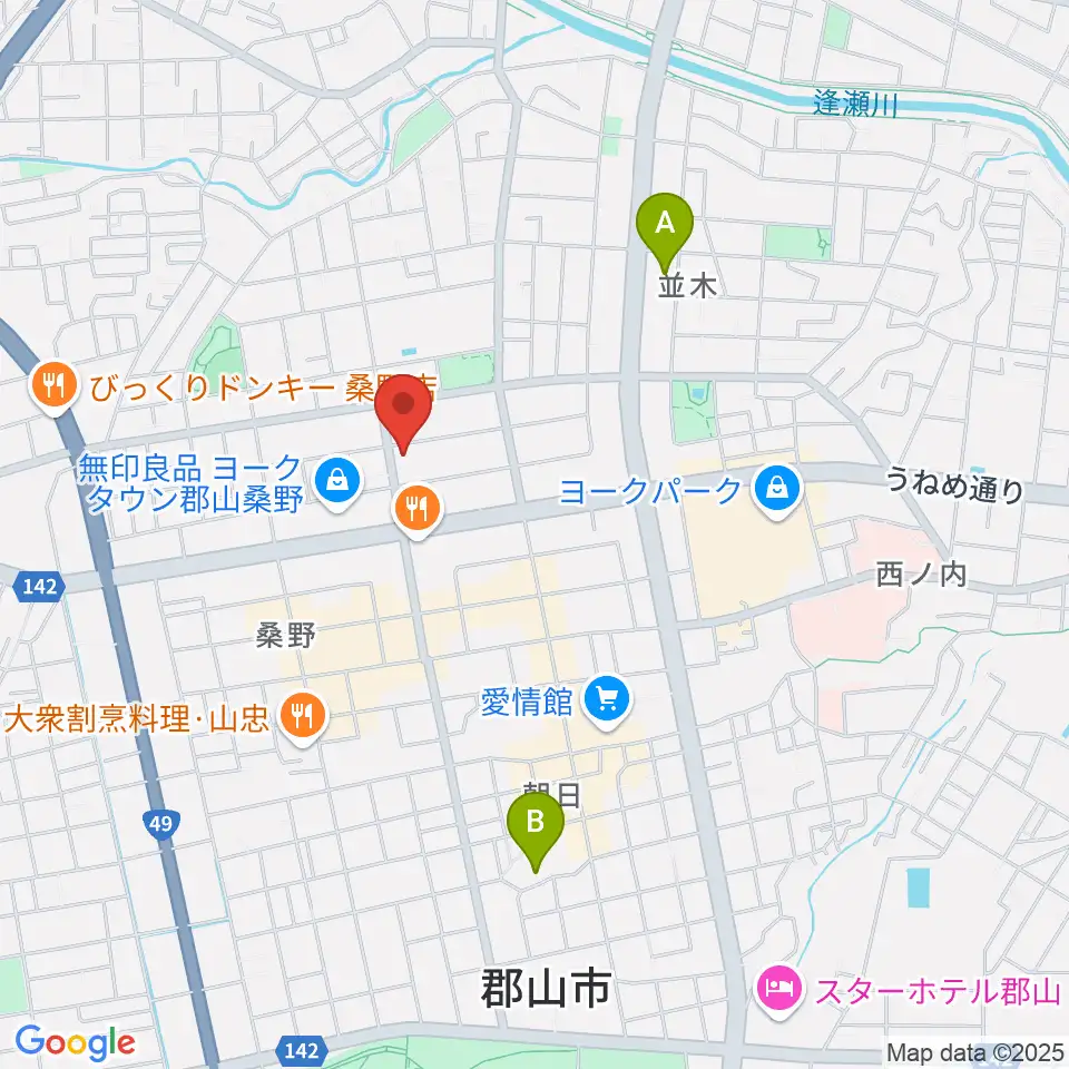 ヤマハミュージック 郡山店周辺のホテル一覧地図