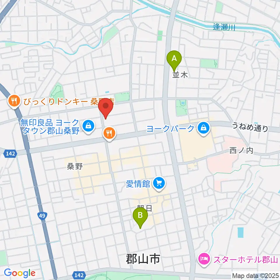 ヤマハミュージック 郡山店周辺のホテル一覧地図