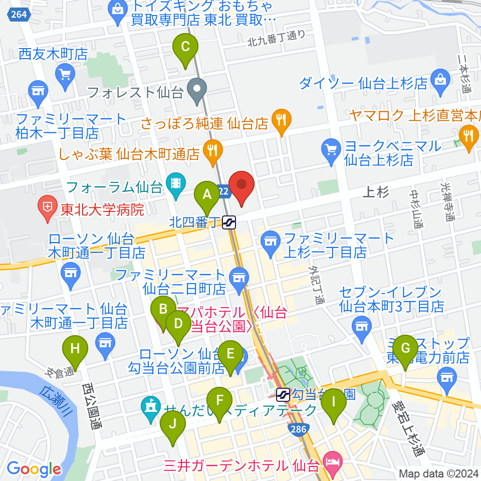 仙台センター ヤマハミュージック周辺のホテル一覧地図