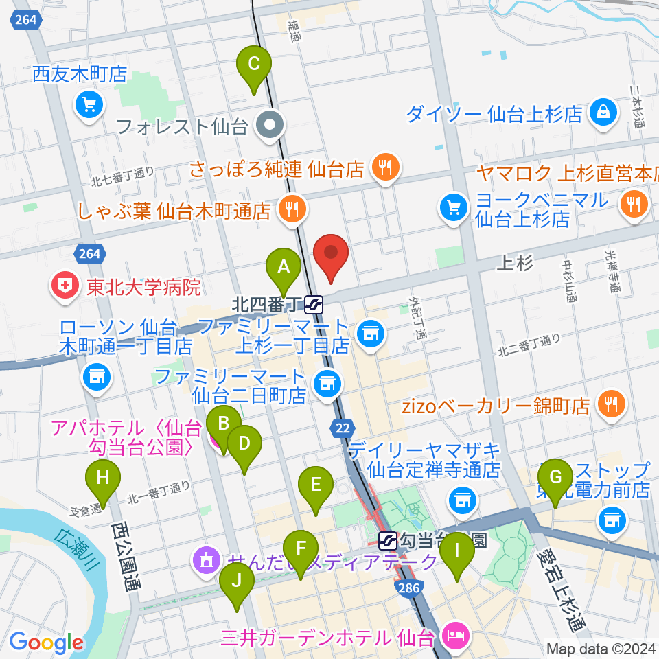 仙台センター ヤマハミュージック周辺のホテル一覧地図