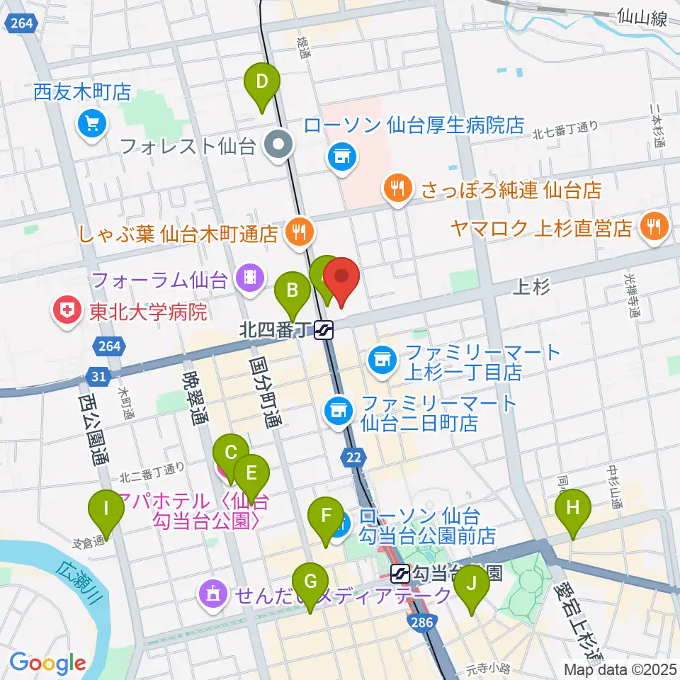 仙台センター ヤマハミュージック周辺のホテル一覧地図