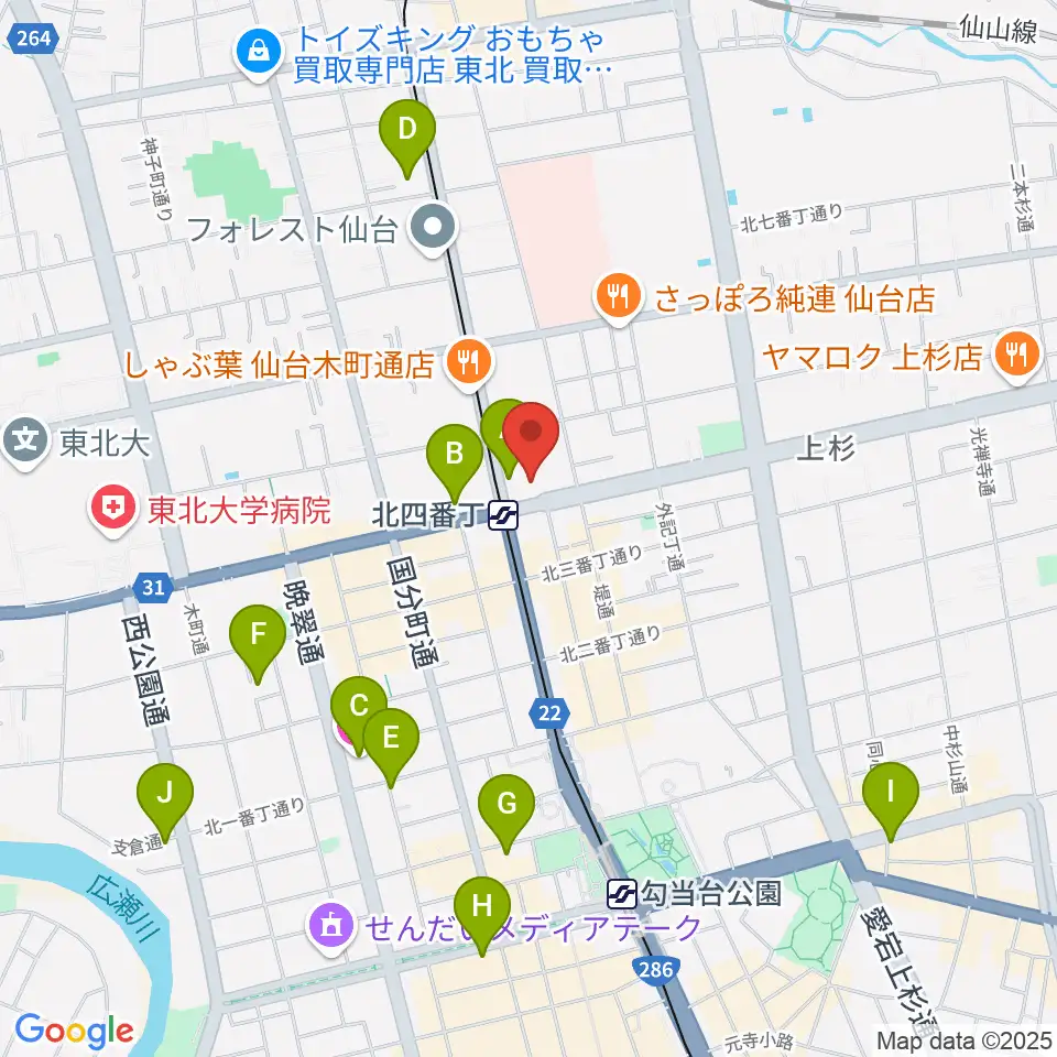 仙台センター ヤマハミュージック周辺のホテル一覧地図