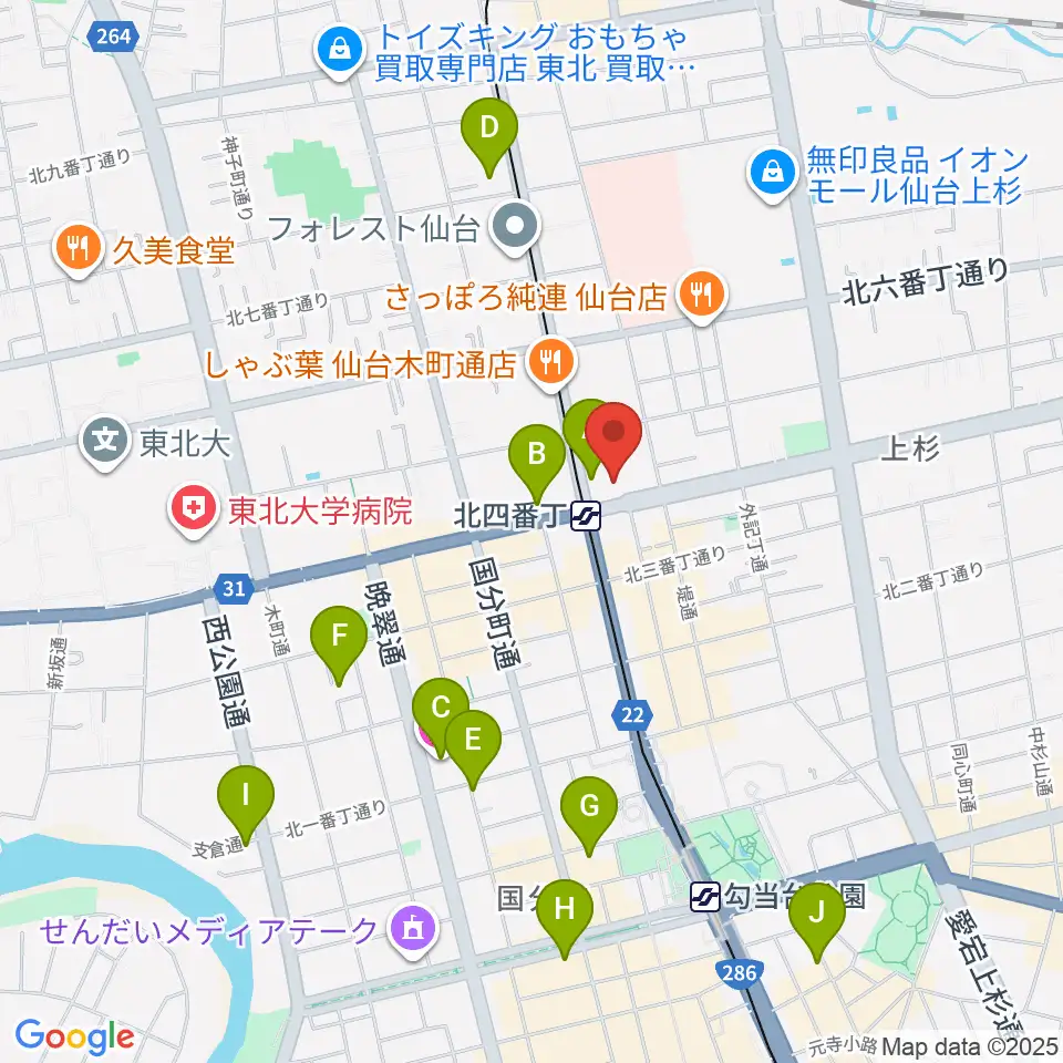 仙台センター ヤマハミュージック周辺のホテル一覧地図