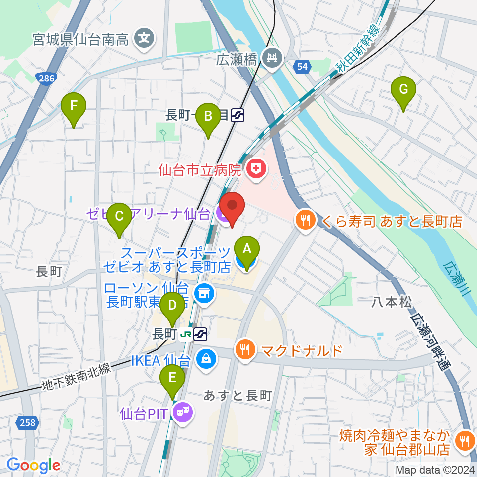 長町センター ヤマハミュージック周辺のホテル一覧地図