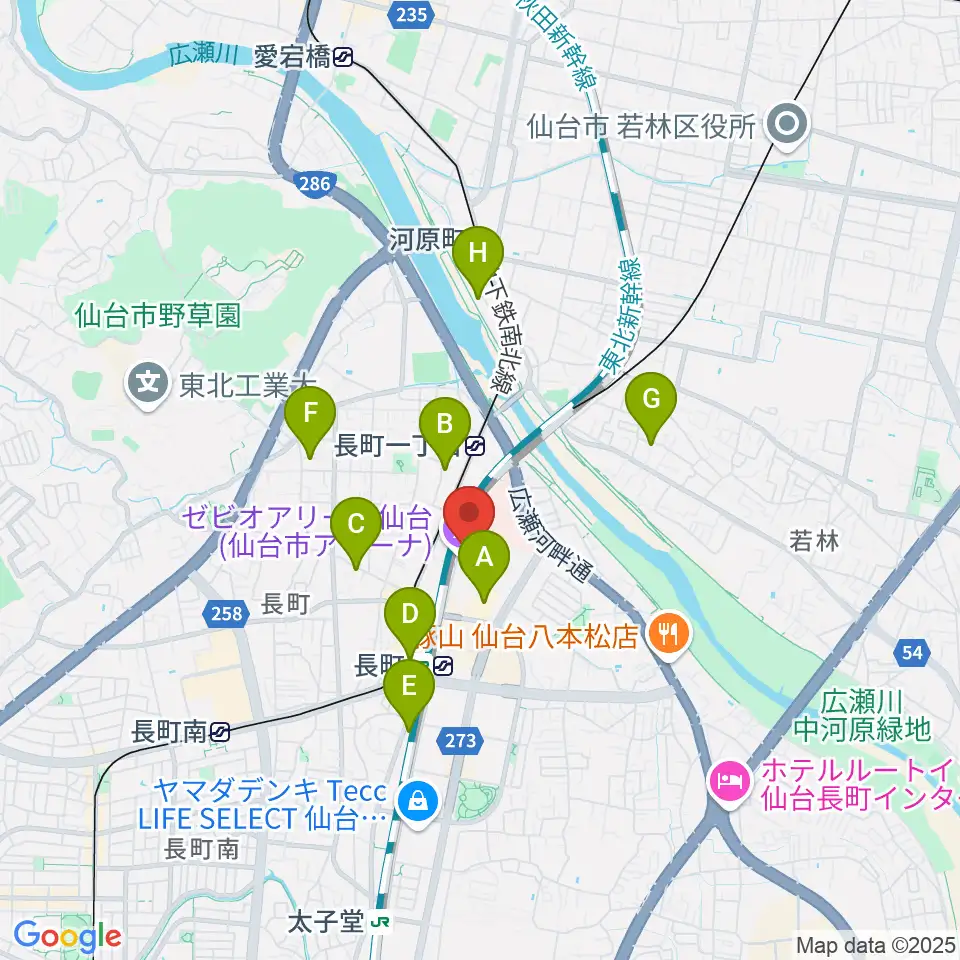 長町センター ヤマハミュージック周辺のホテル一覧地図