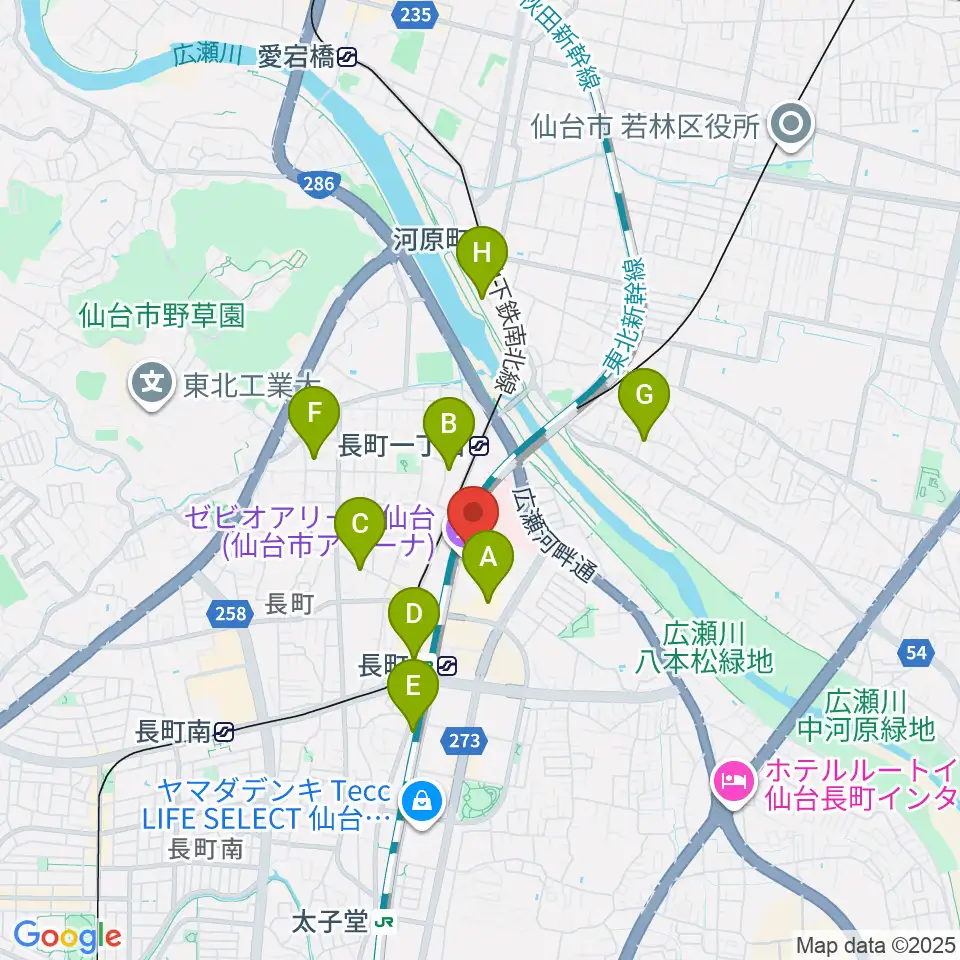 長町センター ヤマハミュージック周辺のホテル一覧地図