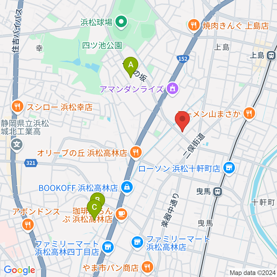 ハーモニカの昭和楽器製造周辺のホテル一覧地図