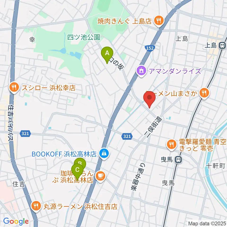 ハーモニカの昭和楽器製造周辺のホテル一覧地図