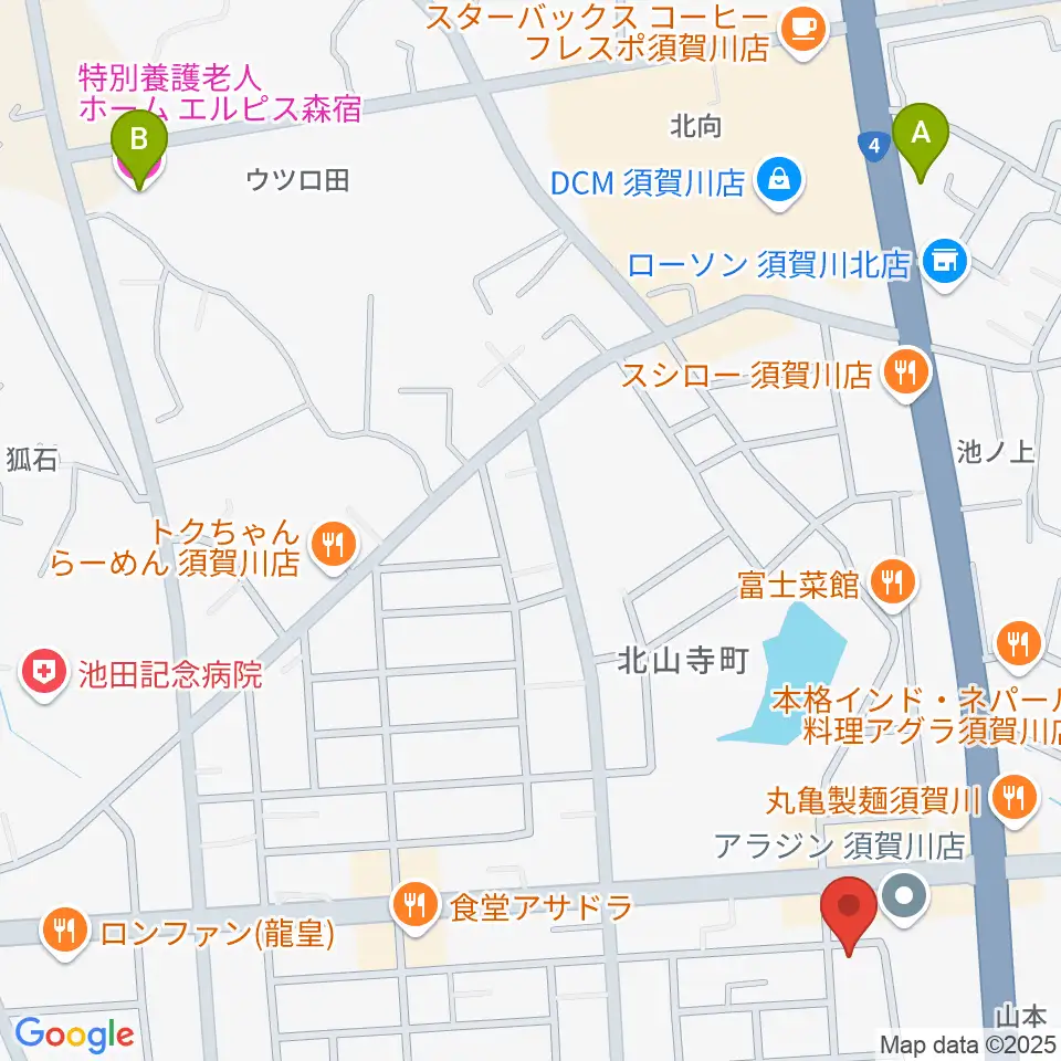 須賀川西教室 ヤマハミュージック周辺のホテル一覧地図