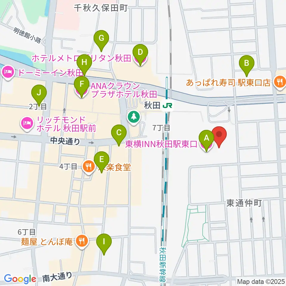 ミュージックサロン秋田Piace ヤマハミュージック周辺のホテル一覧地図