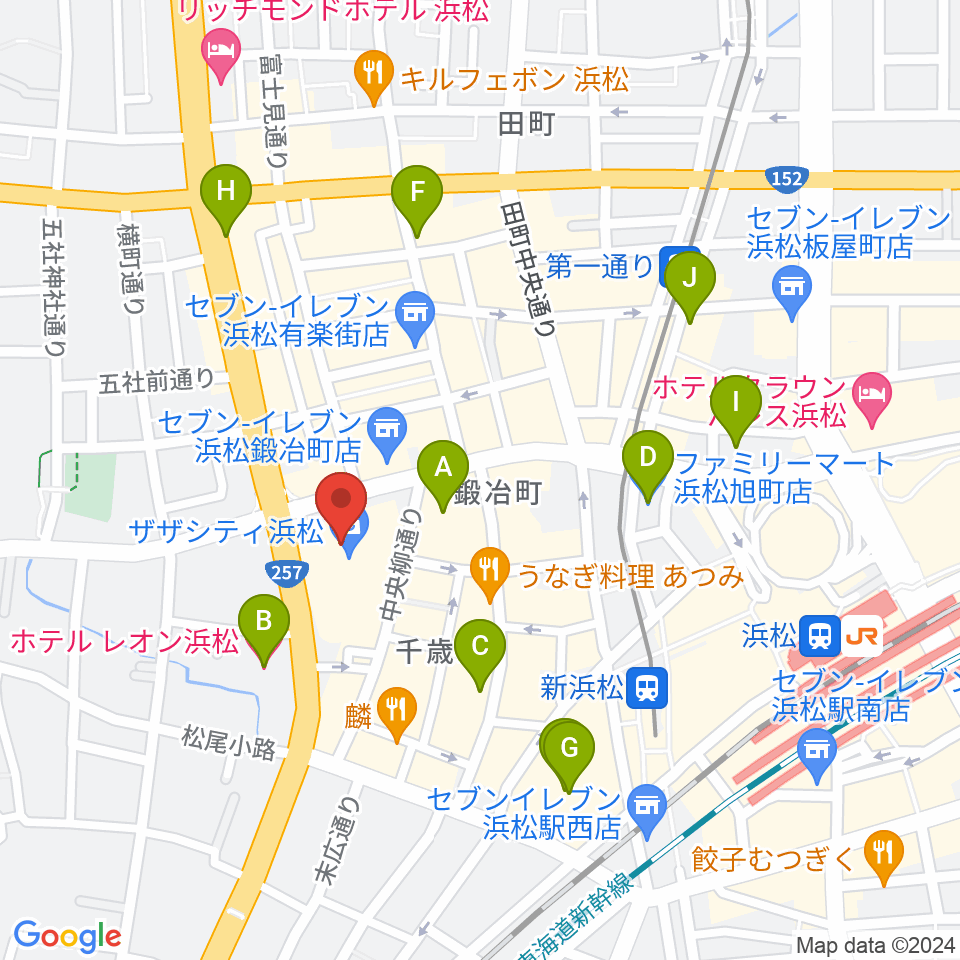 クエストミュージック浜松ザザシティ店周辺のホテル一覧地図