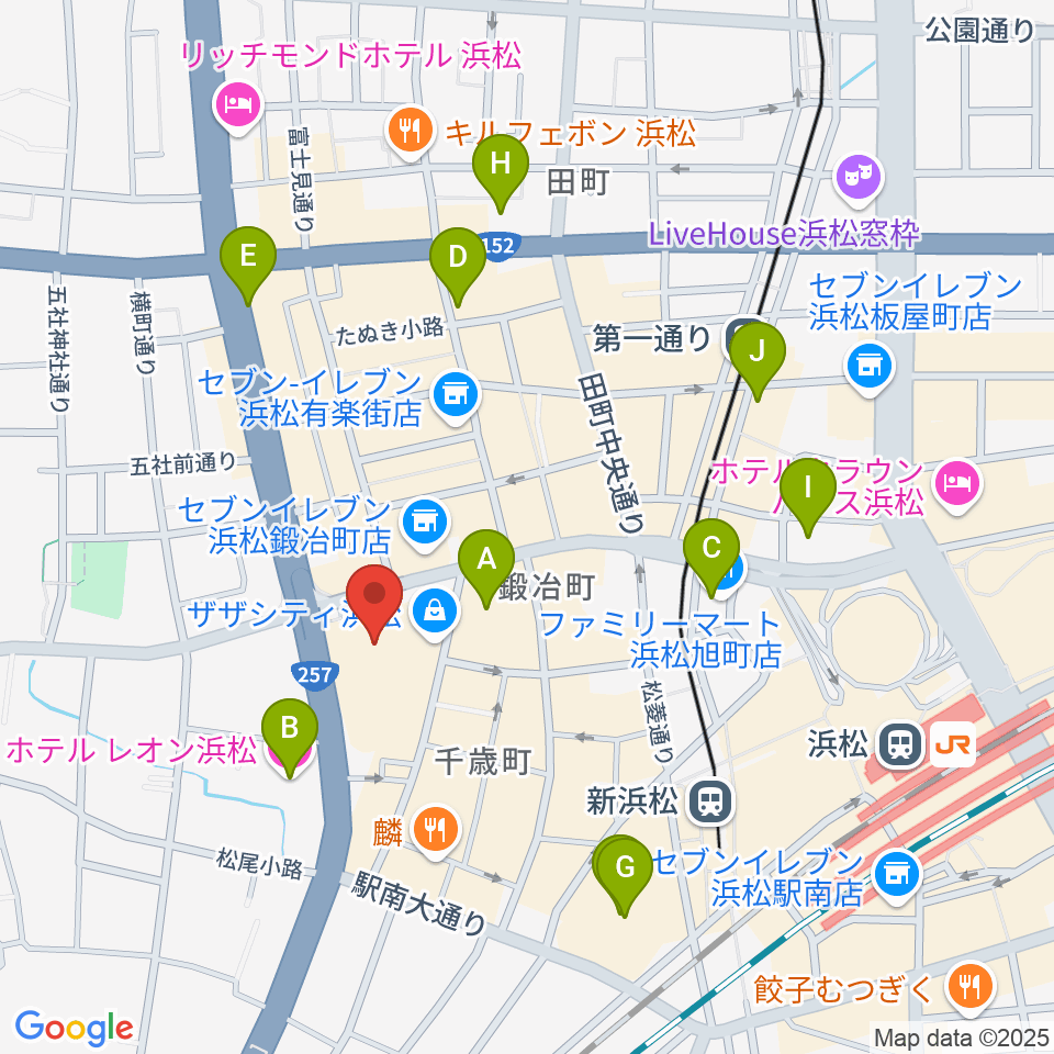 クエストミュージック浜松ザザシティ店周辺のホテル一覧地図