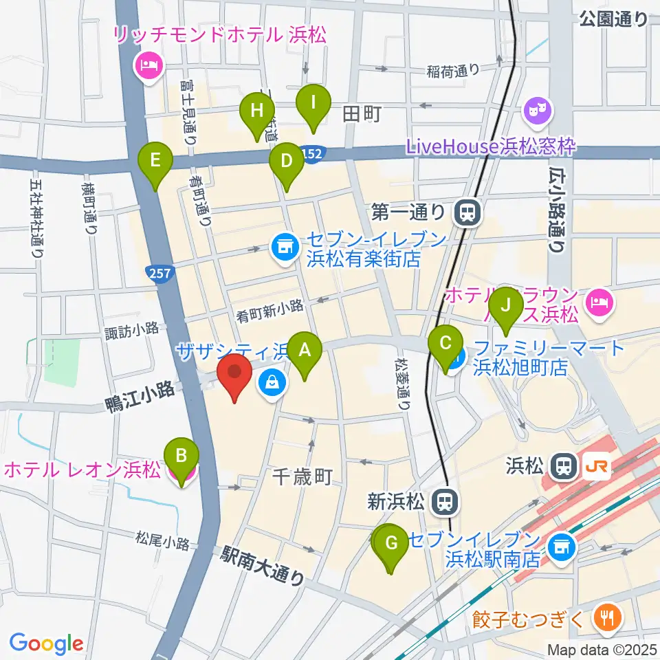 クエストミュージック浜松ザザシティ店周辺のホテル一覧地図