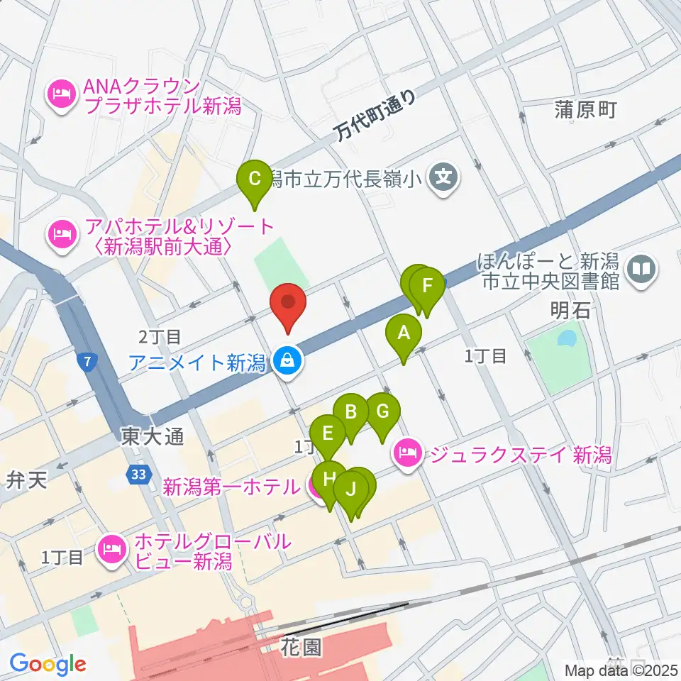ヤマハミュージック 新潟店周辺のホテル一覧地図