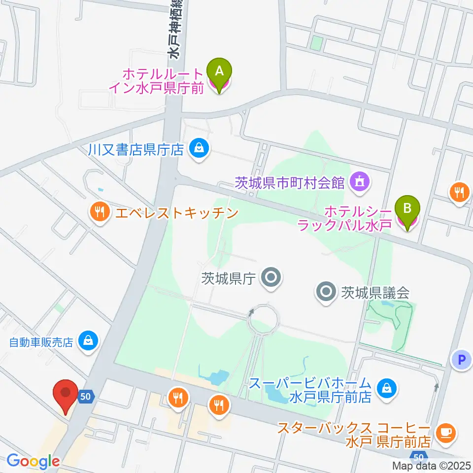 ヤマハミュージック 水戸店周辺のホテル一覧地図