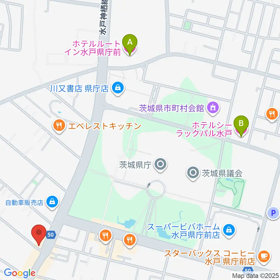 ヤマハミュージック 水戸店周辺のホテル一覧地図