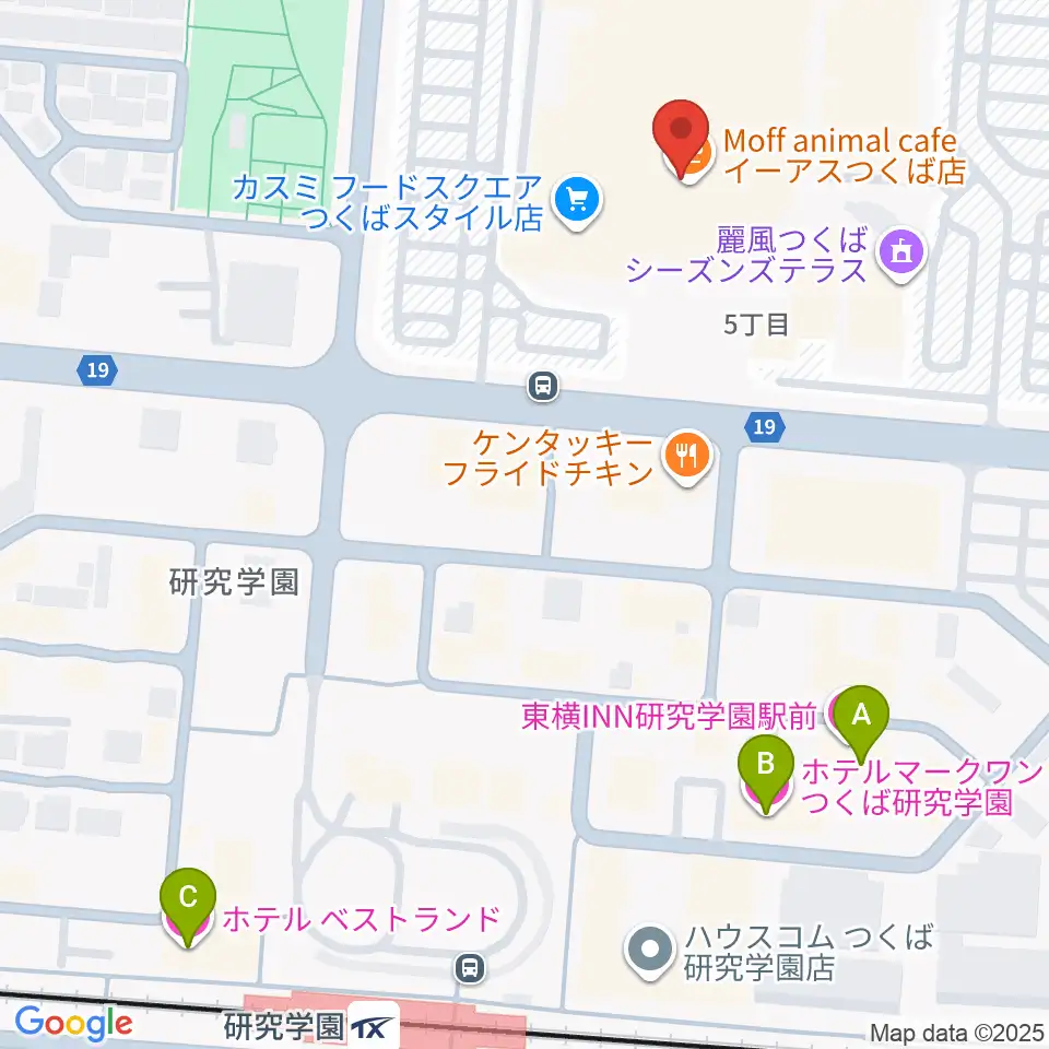 ヤマハミュージックスクエアつくば周辺のホテル一覧地図