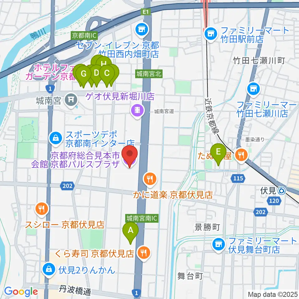 京都パルスプラザ周辺のホテル一覧地図