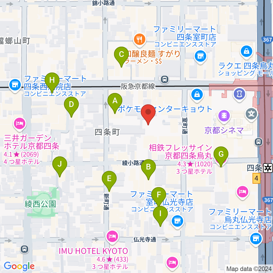 洗心館こころホール周辺のホテル一覧地図