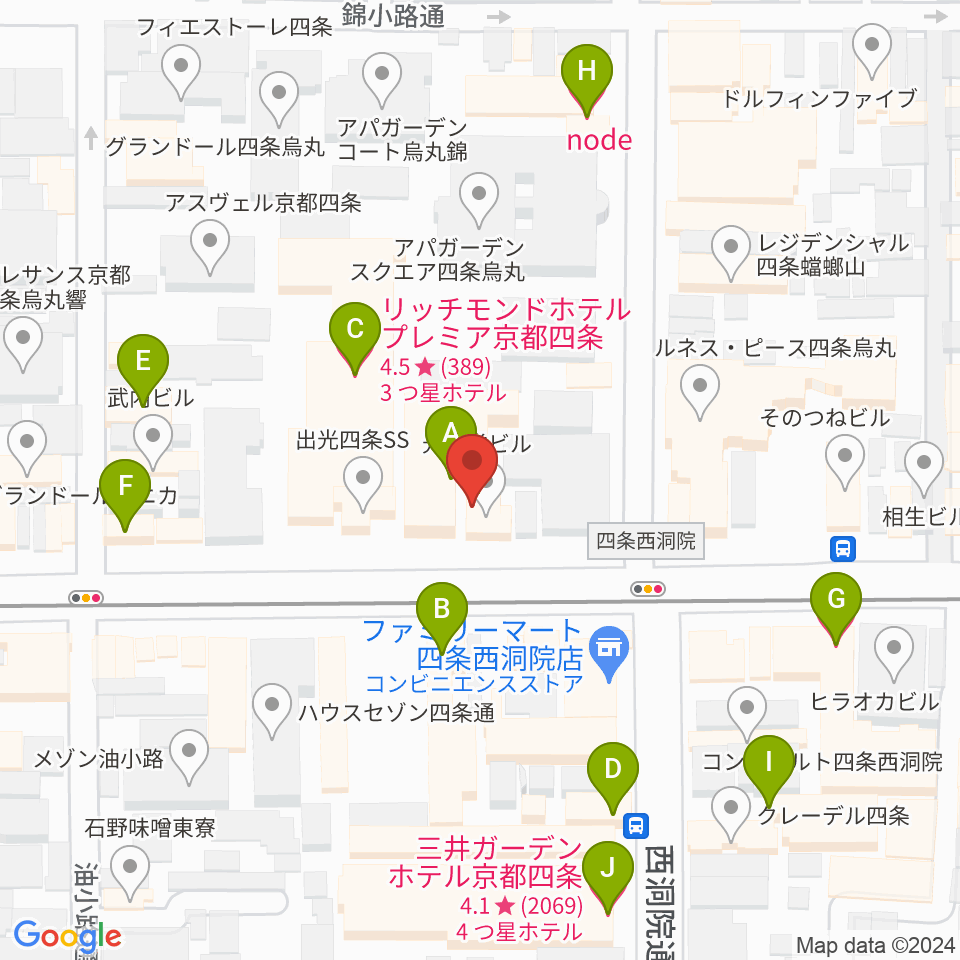 マルコ・ストリングス周辺のホテル一覧地図