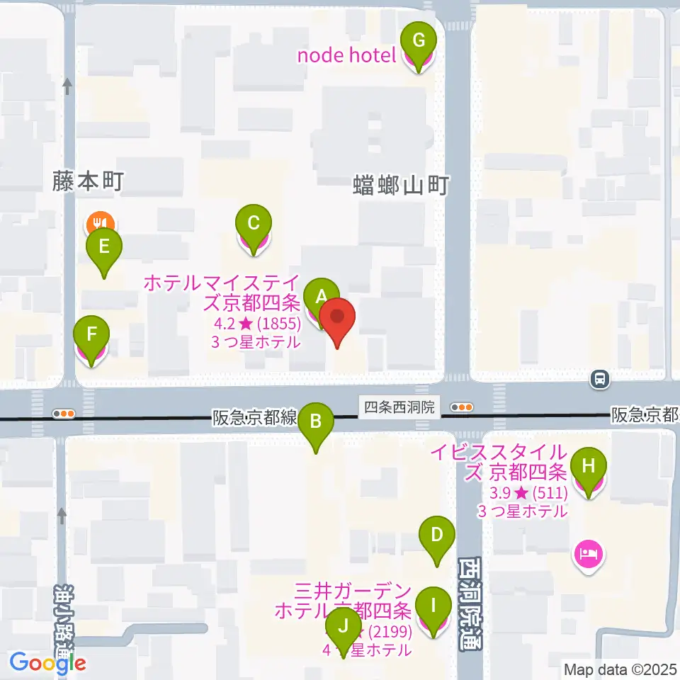マルコ・ストリングス周辺のホテル一覧地図