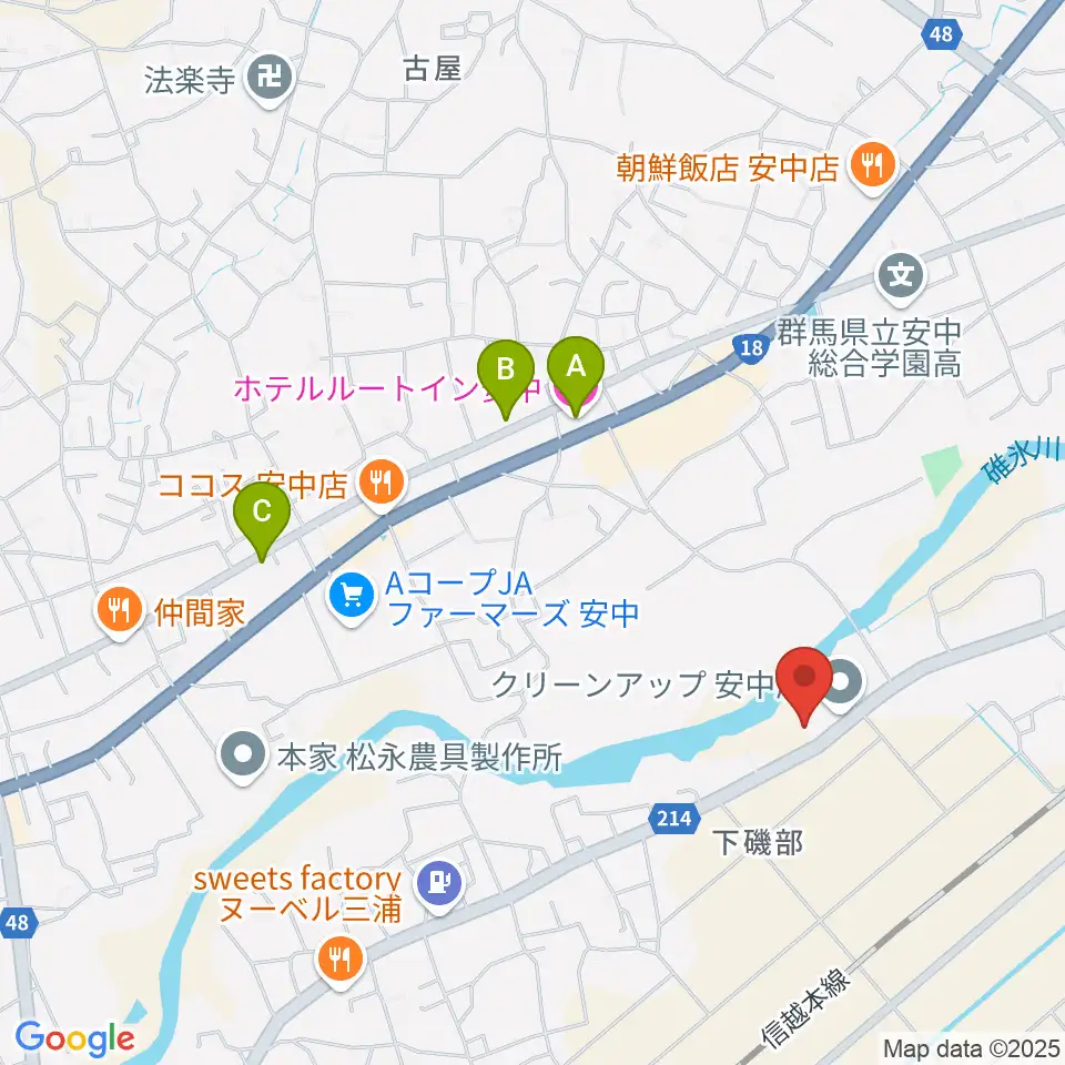 あんなか総合センター ヤマハミュージック周辺のホテル一覧地図