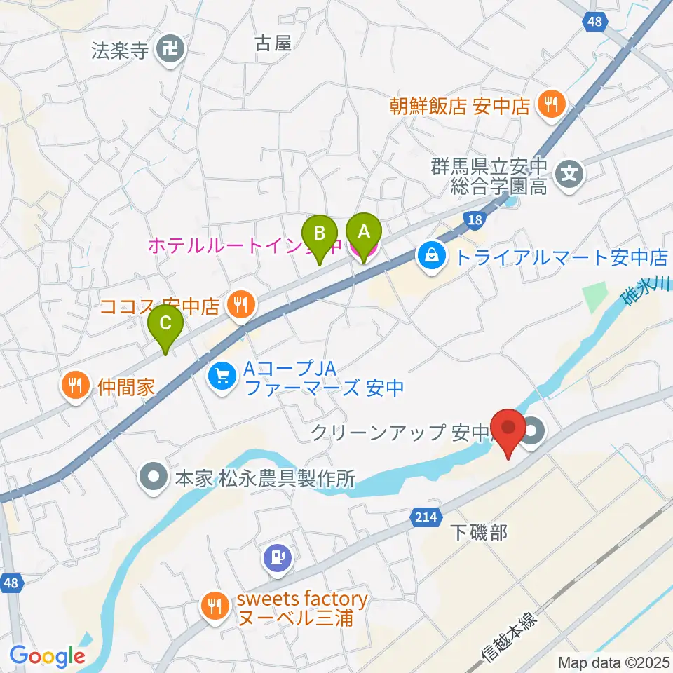 あんなか総合センター ヤマハミュージック周辺のホテル一覧地図