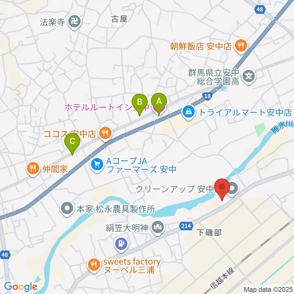 あんなか総合センター ヤマハミュージック周辺のホテル一覧地図