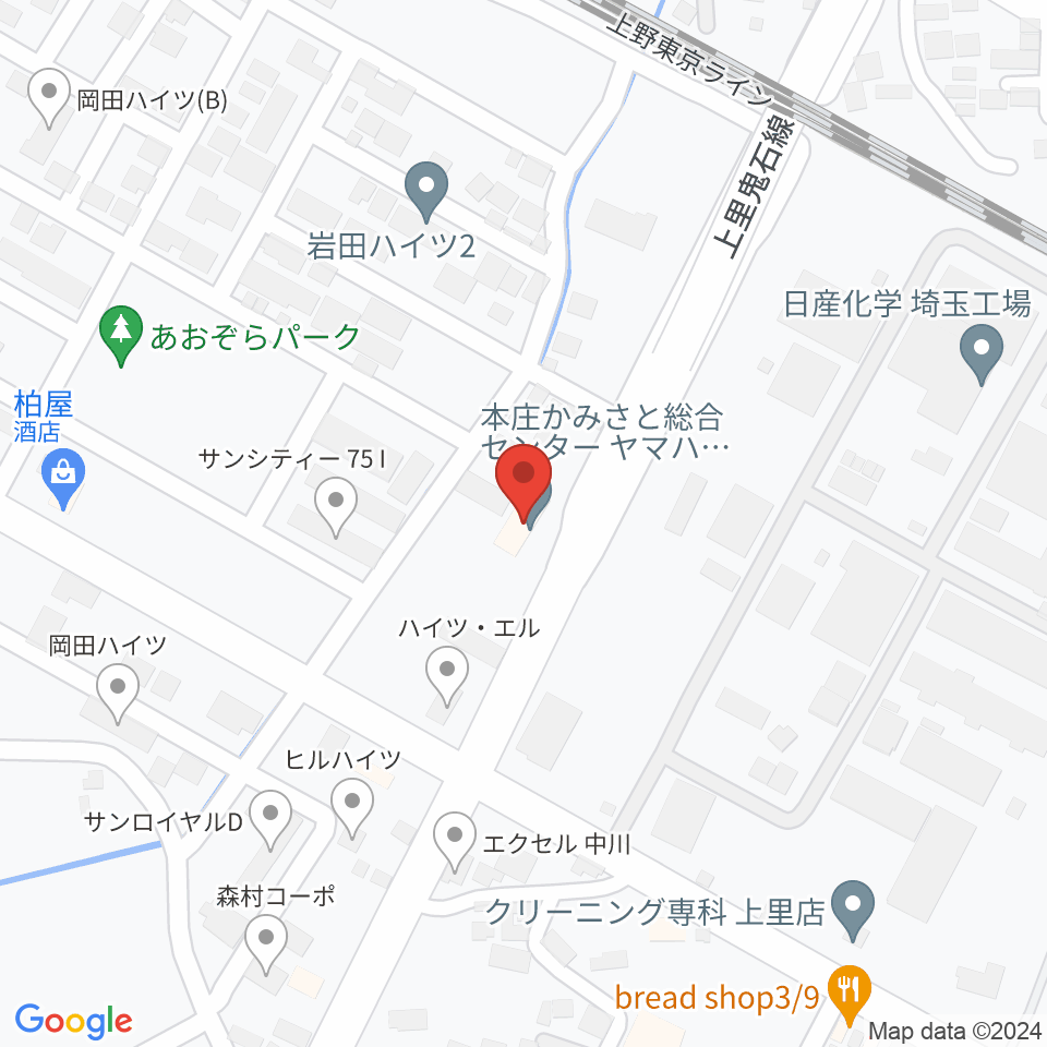 本庄かみさと総合センター ヤマハミュージック周辺のホテル一覧地図